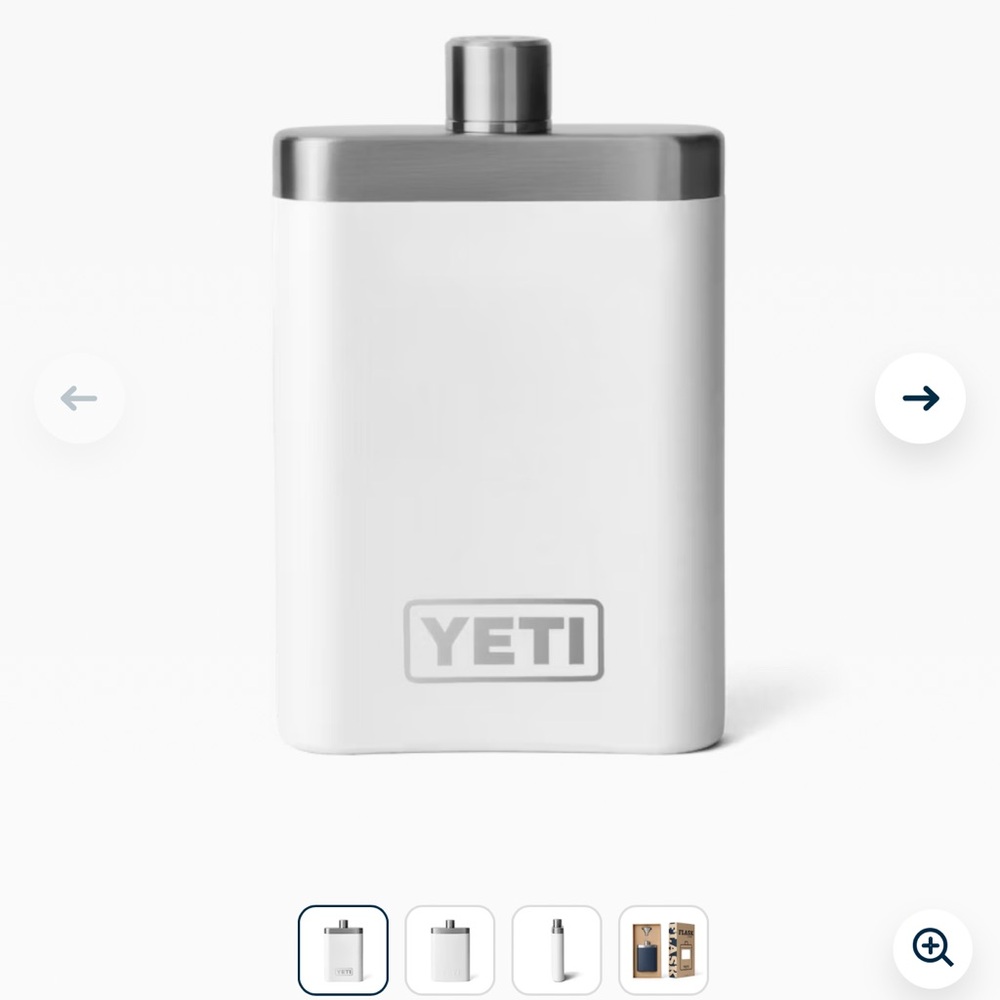 YETI white Flask with silver Accents